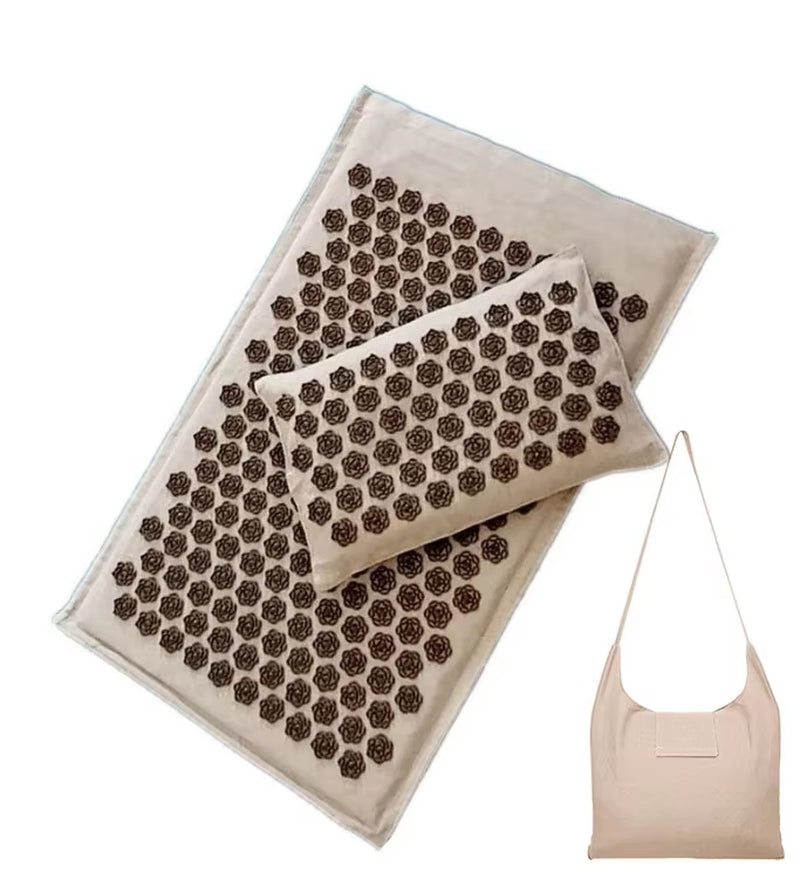 74*44Cm Nature Linen Coconut Palm Massage Yoga Mat with Bag Lotus Spike Acupressure Mat Cushion Massage Accupuncture Pad