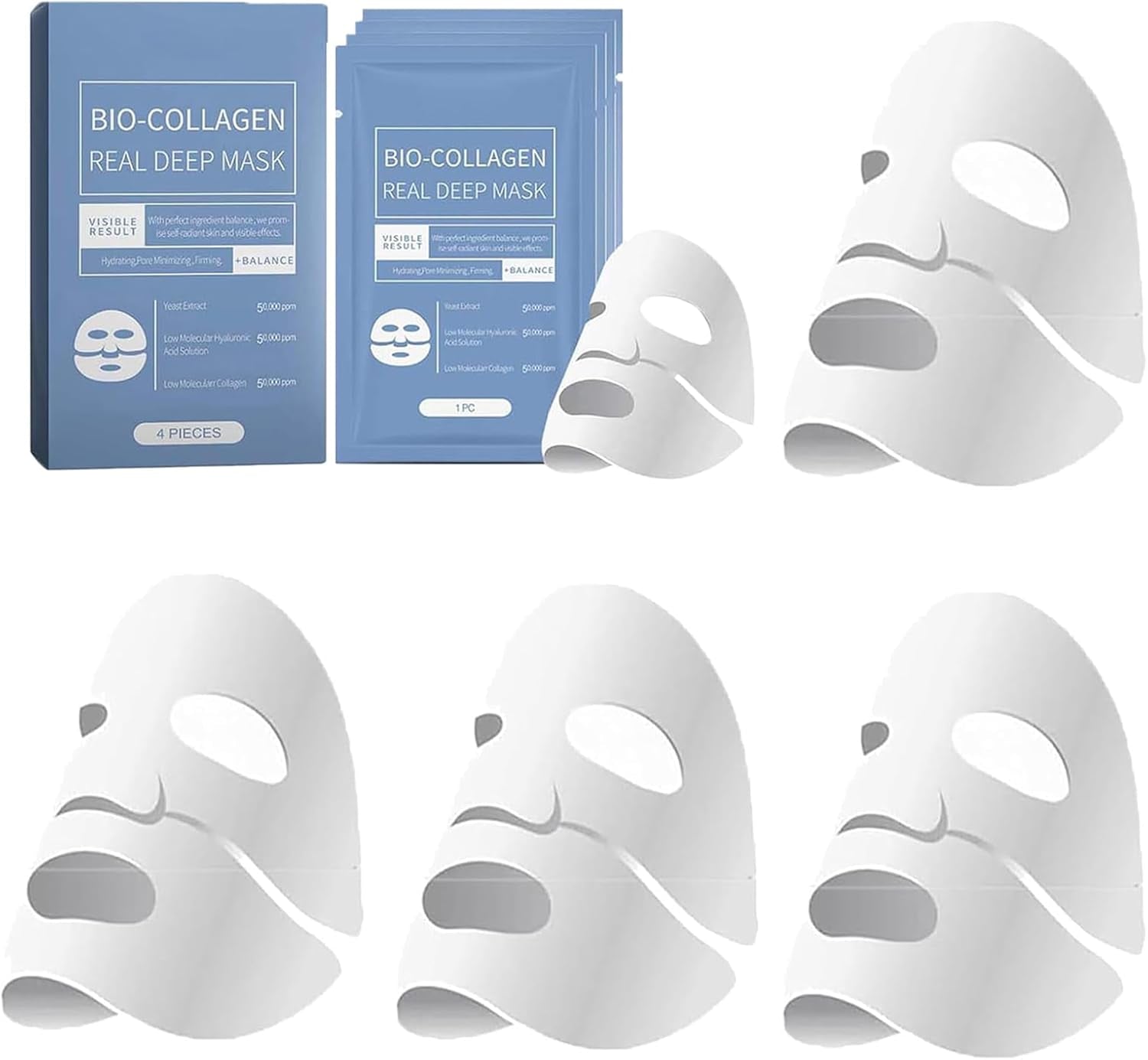 Bio Collagen Face Mask Overnight,Bio Collagen Real Deep Mask Overnight,Collagen Overnight Mask,Soothing & Hydrating Overnight Hydrogel Mask,Bio-Collagen Deep Hydrating Overnight Mask (Blue)