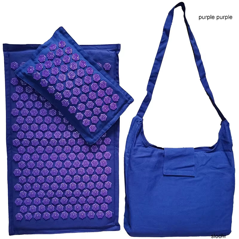 74*44Cm Nature Linen Coconut Palm Massage Yoga Mat with Bag Lotus Spike Acupressure Mat Cushion Massage Accupuncture Pad