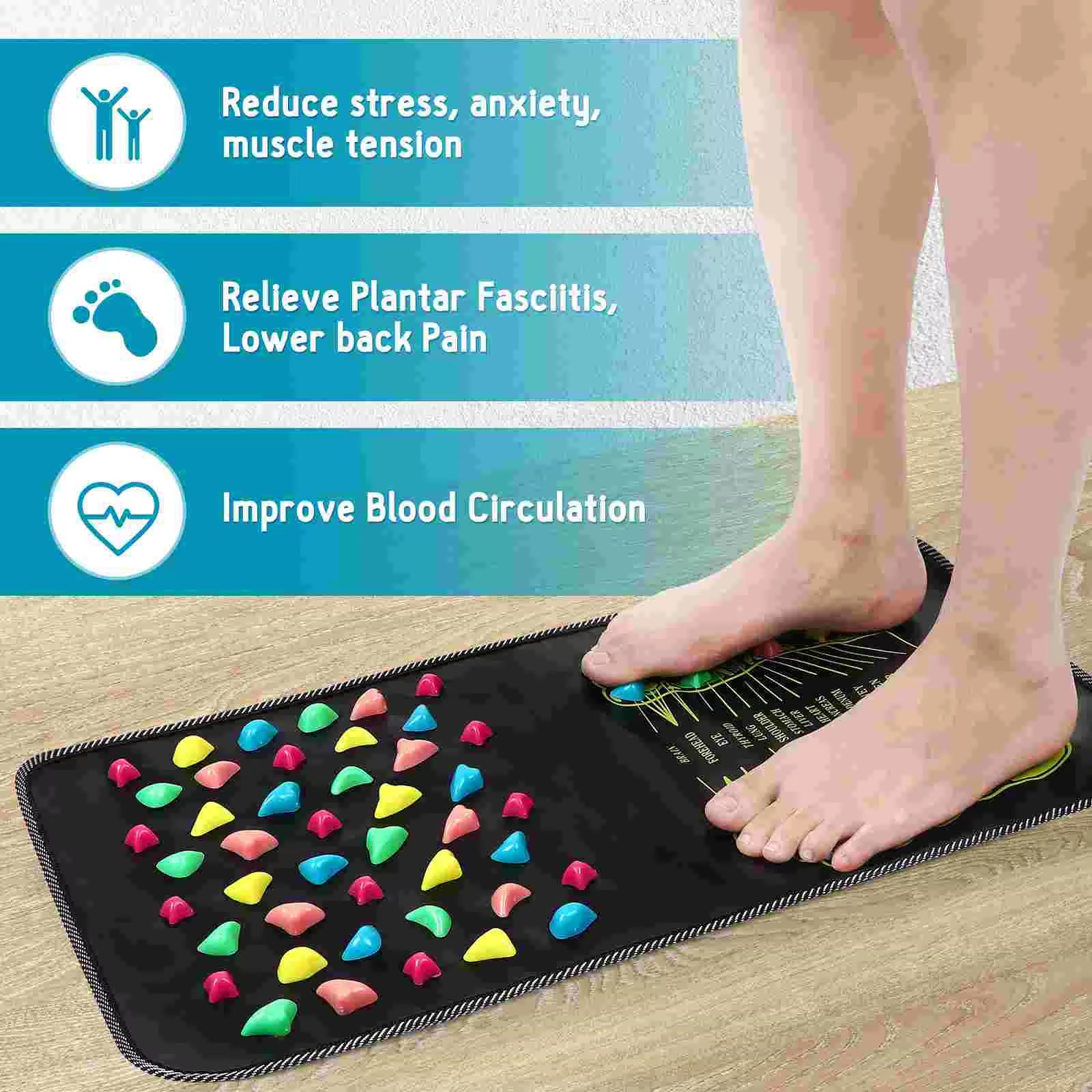 Foot Massage Cushion Feet Massager Machine Acupressure Mat Spa Bath Device Reflexology Sole Home Use Stone Tool Footbath